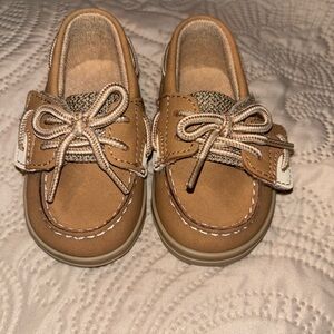 Sperry Brown Kids Boat Shoes with Lace Detail
